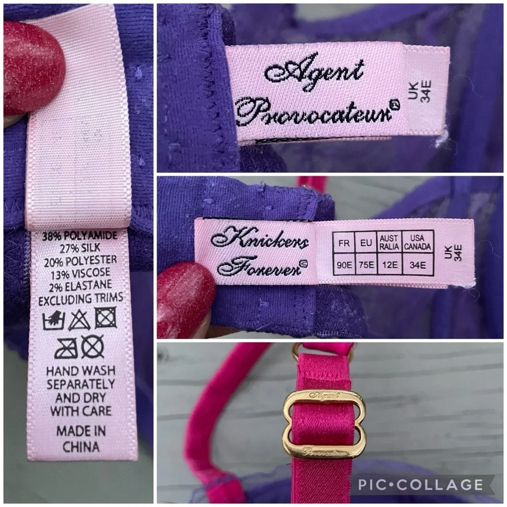 Agent Provocateur Hyacinth Bra Purple Pink size 34 DD